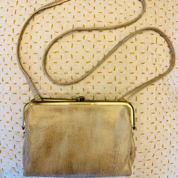 Lovely soft calfskin leather burnished gold over cream small purse. Like new. - Picture 2 of 14